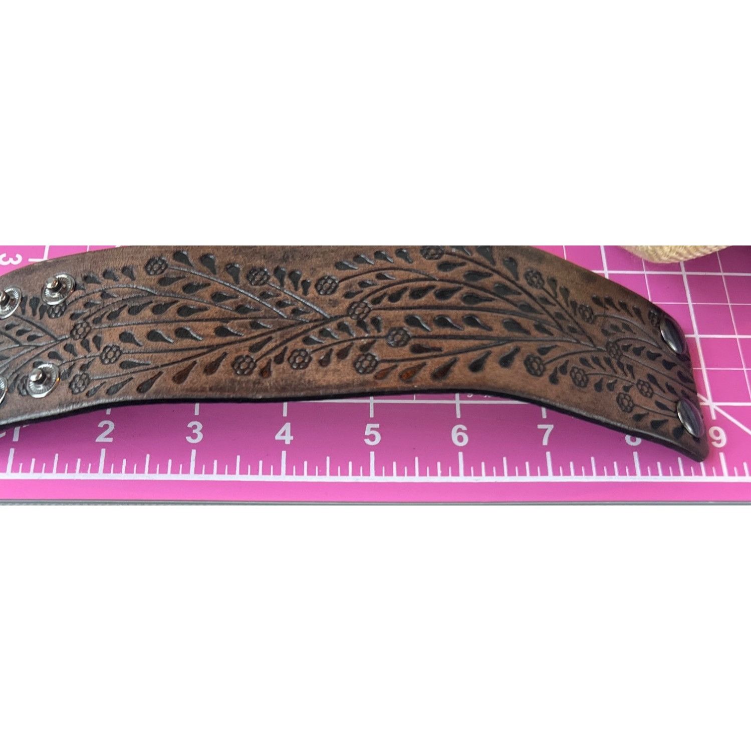 Other Faux Leather Tooled Cuff Bracelet Floral Leaves 3 Sizes 7.5" Size ONE SIZE - 4 Thumbnail