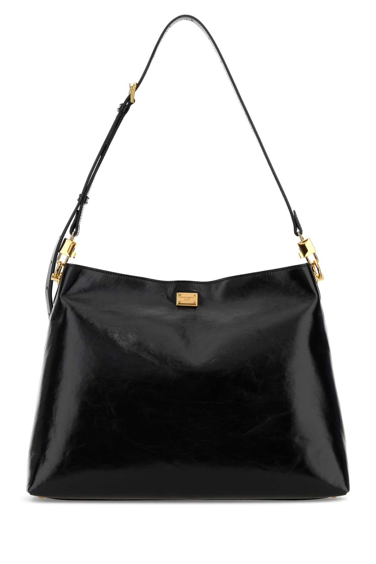 Dolce & Gabbana Black Leather Large Vittoria Shopping Bag Size ONE SIZE - 1 Thumbnail