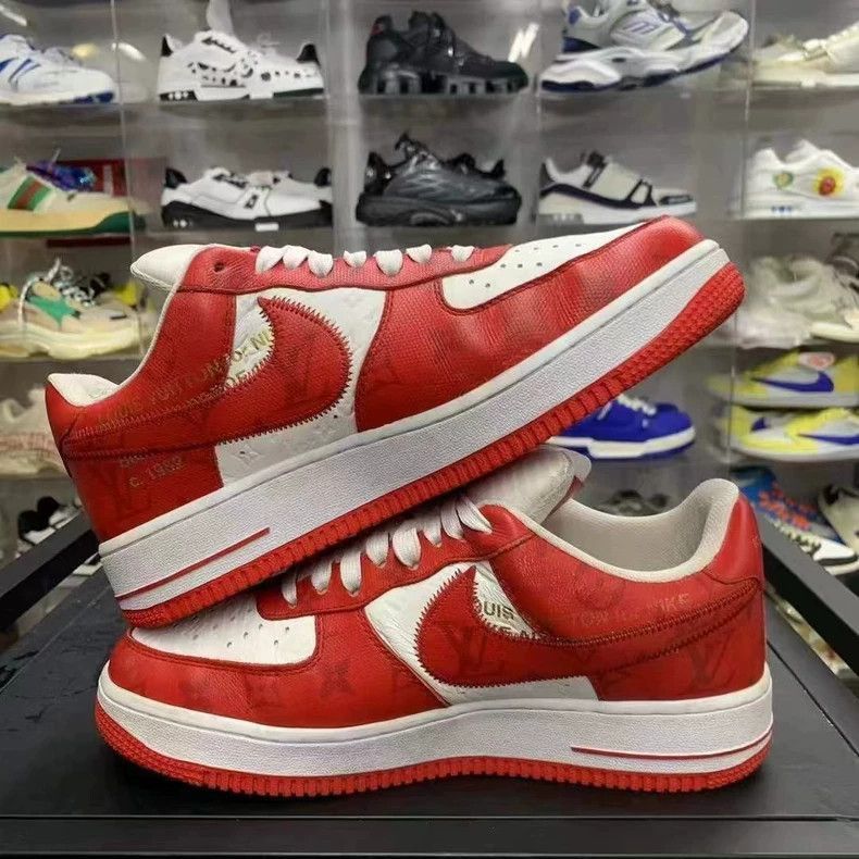Louis Vuitton Louis Vuitton Red and White Nike Air Force Sneakers-2506 Size US 8 / EU 41 - 5 Thumbnail