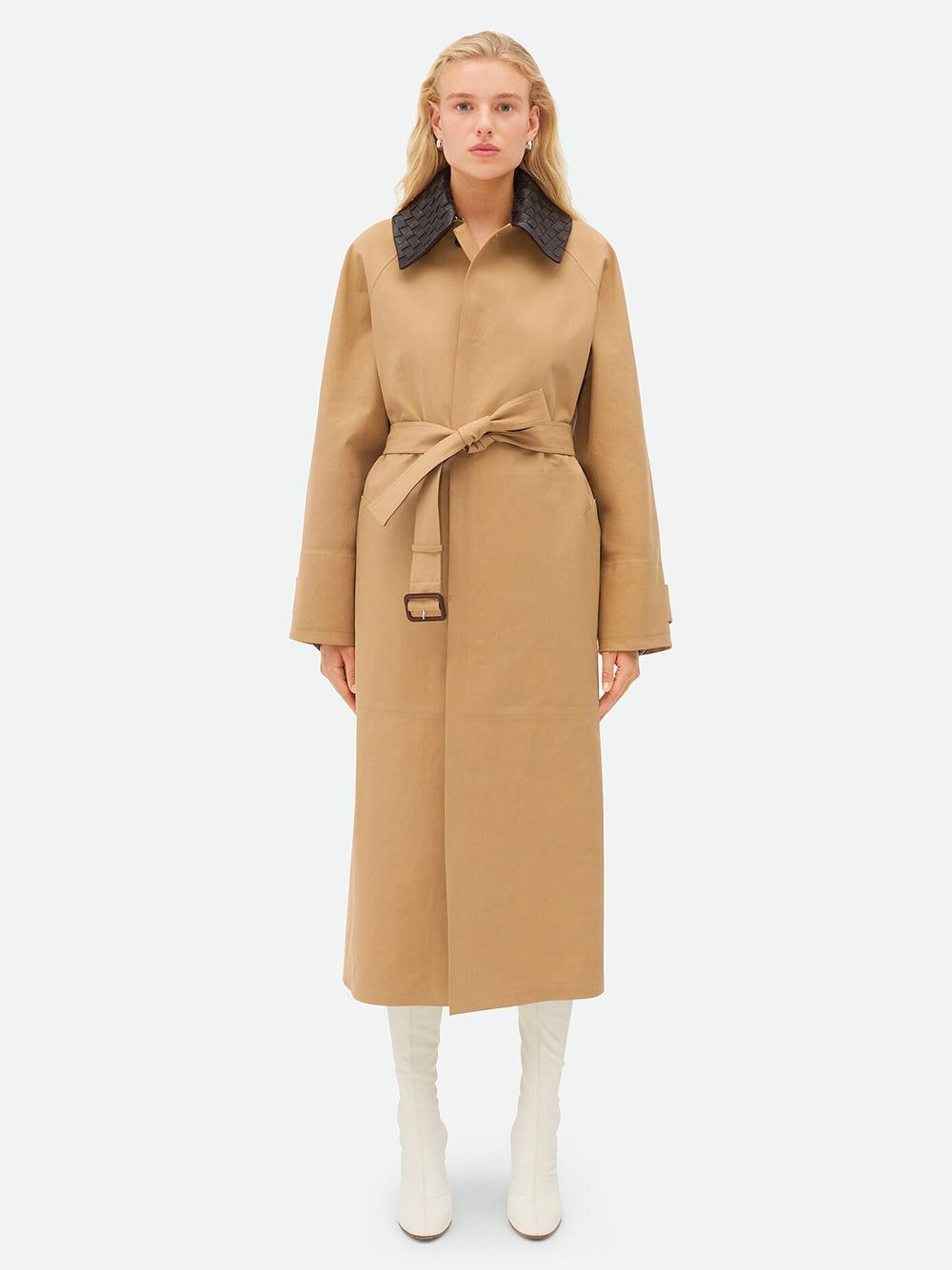 image of Bottega Veneta Cotton Trench Coat Size 42 in Beige, Women's