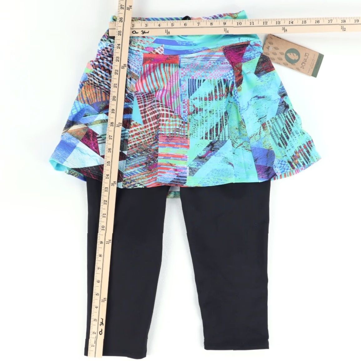 Vintage Dona Jo Black Womens Skort Leggings Woven Polyamide Slim 1 Pants Tennis Activewear Front Flat Pull On Women Size 25" / US 0 / IT 36 - 3 Thumbnail