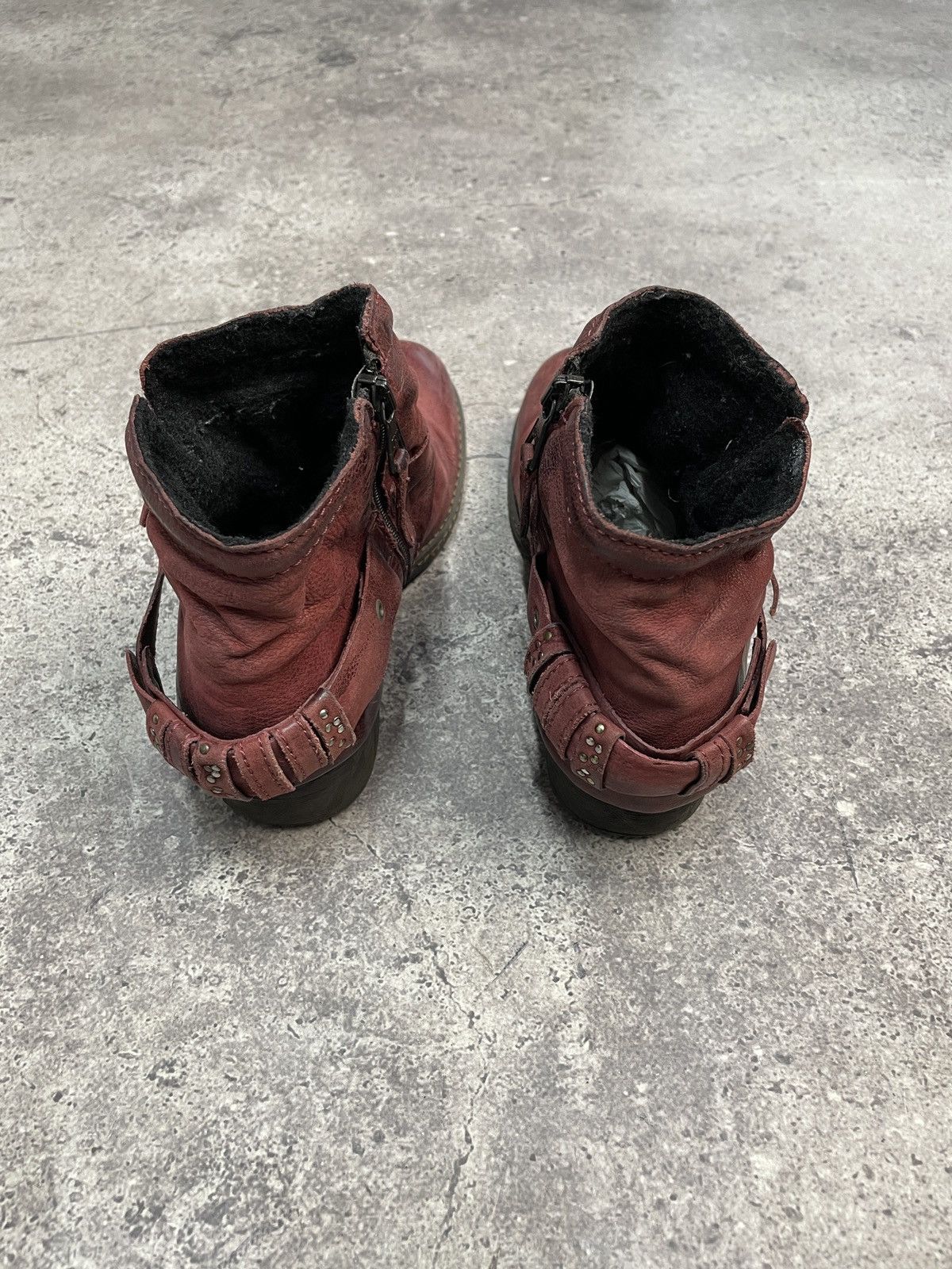 If Six Was Nine Vintage Italian AS98 Heel Leather Biker Boots In Dark Red Size US 7 / IT 37 - 12 Thumbnail