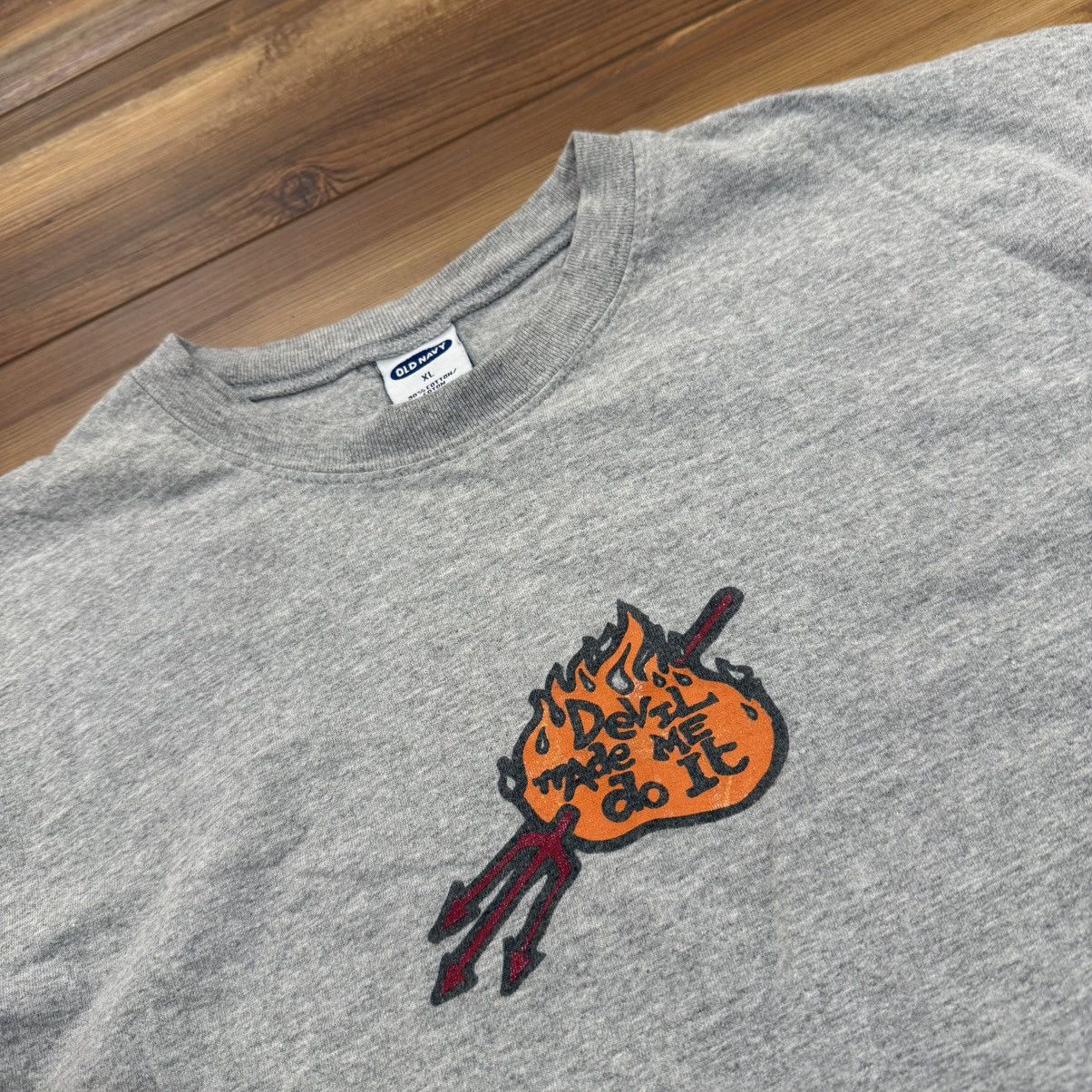 Other Vintage Grey Old Navy Devil Flames Skate Longsleeve Shirt Size US XL / EU 56 / 4 - 2 Thumbnail