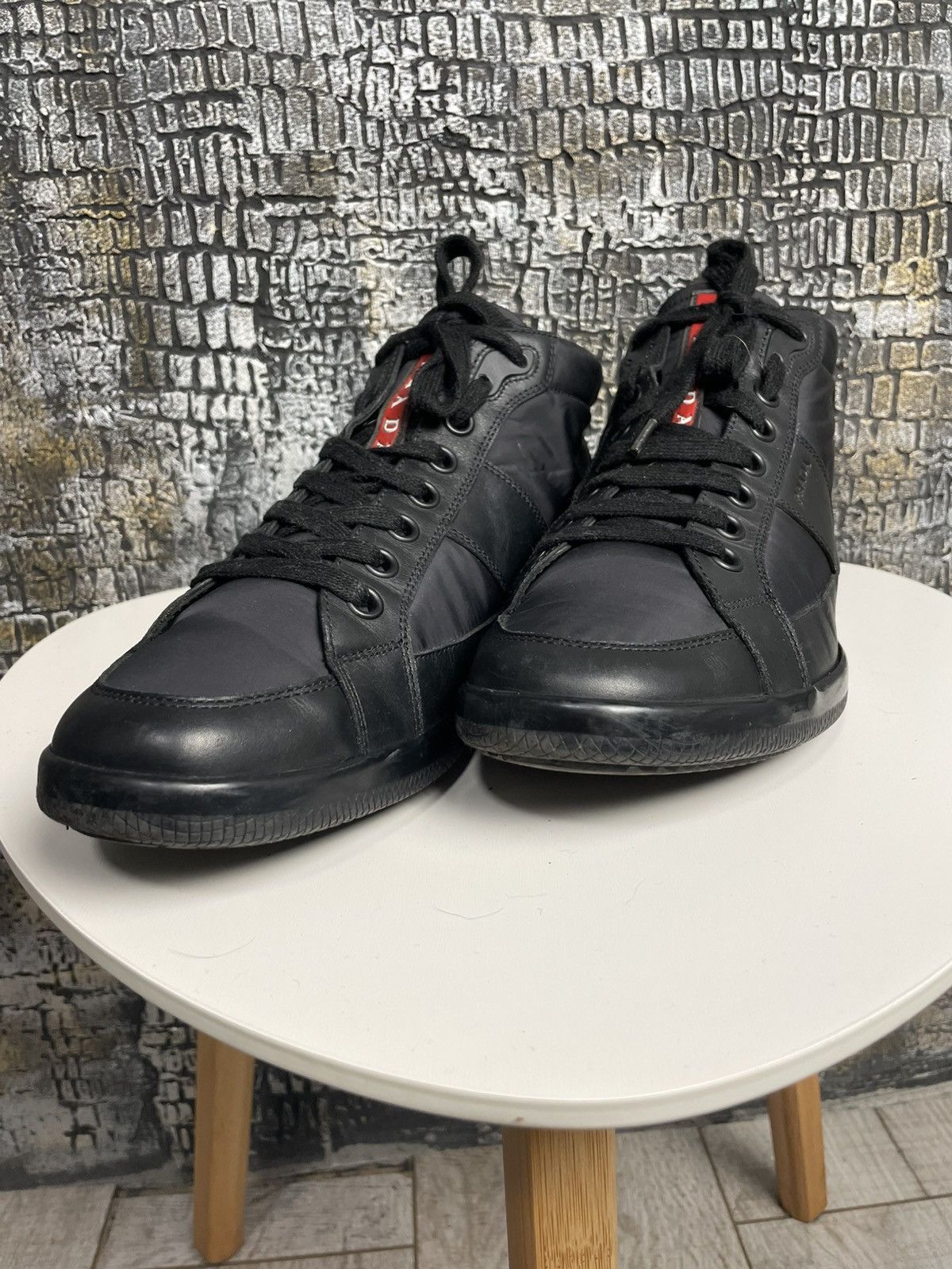Prada Prada Shoes Black High Top Sneakers Leather Shoes Size US 9 / EU 42 - 19 Thumbnail