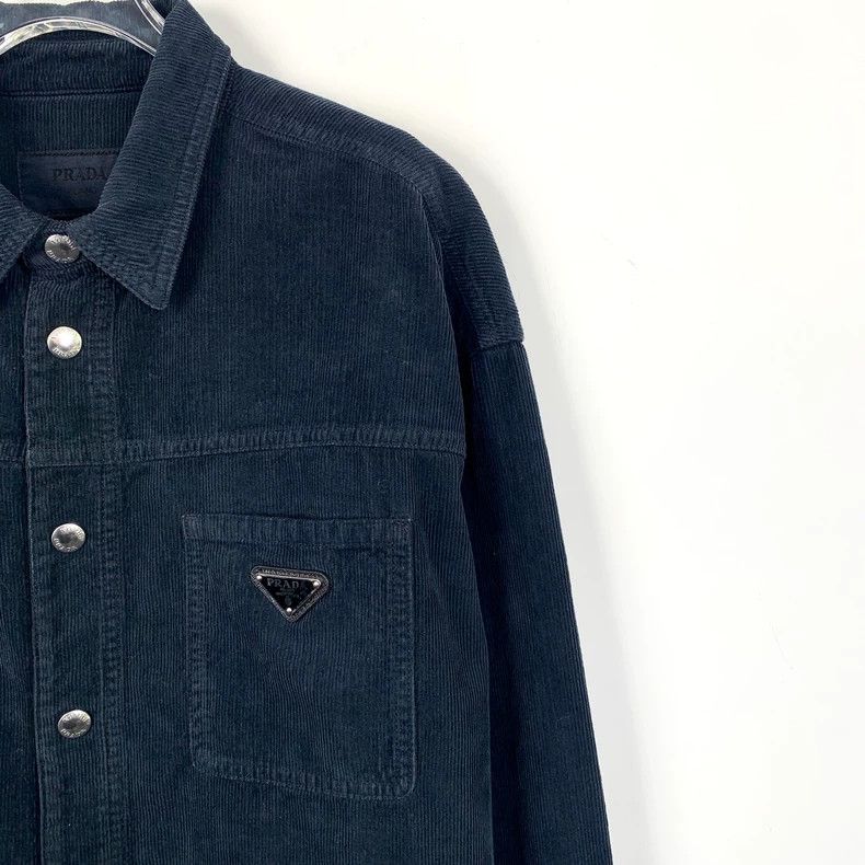 Prada PradaDark blue triangle label cotton lapel single-breasted Size US XL / EU 56 / 4 - 3 Thumbnail