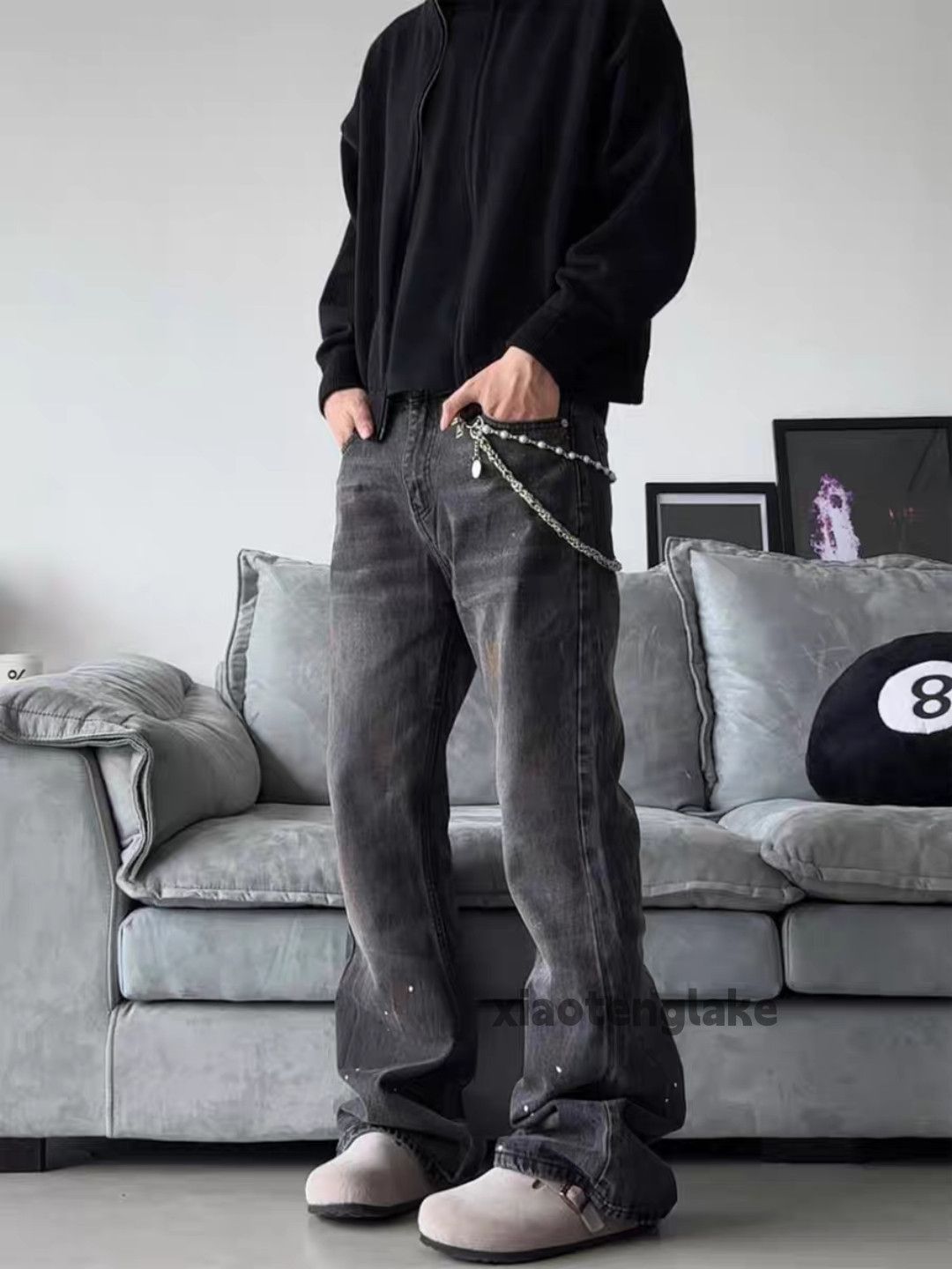 Jean × Vintage washed faded loose punk grunge bootcut paint jeans Size US 30 / EU 46 - 6 Thumbnail