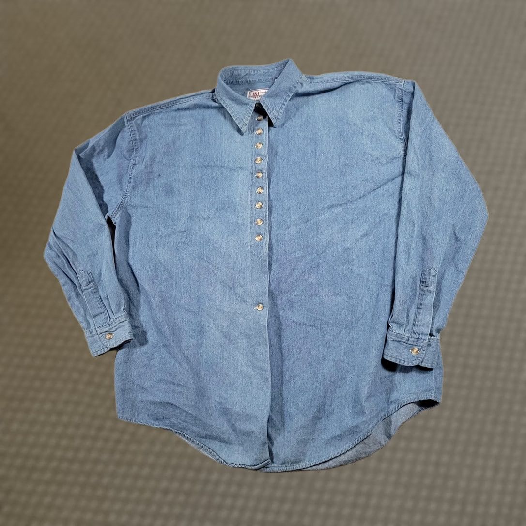 Vintage Weston Wear Shirt Womens Large Blue Denim Long Sleeve Button-Up Western 90s Size L / US 10 / IT 46 - 1 Thumbnail