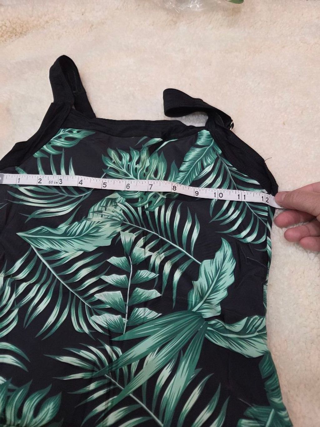 Other Juniors One Piece Swimsuit with cover L Black Green Tropical Size ONE SIZE - 5 Thumbnail