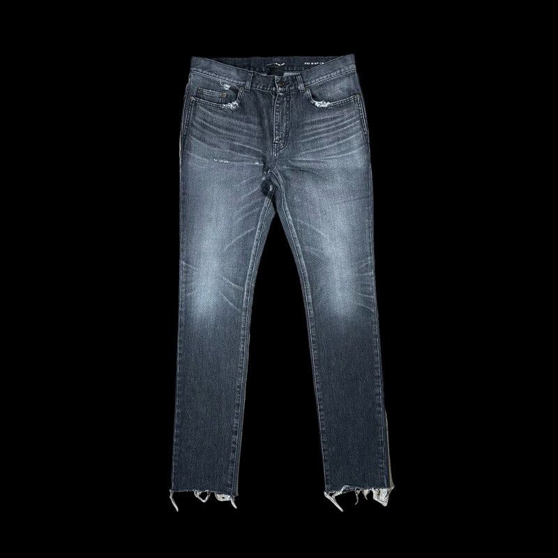 image of Saint Laurent Paris Male Gray Faded & Distressed Raw Hem D02 in Grey, Men's (Size 34)