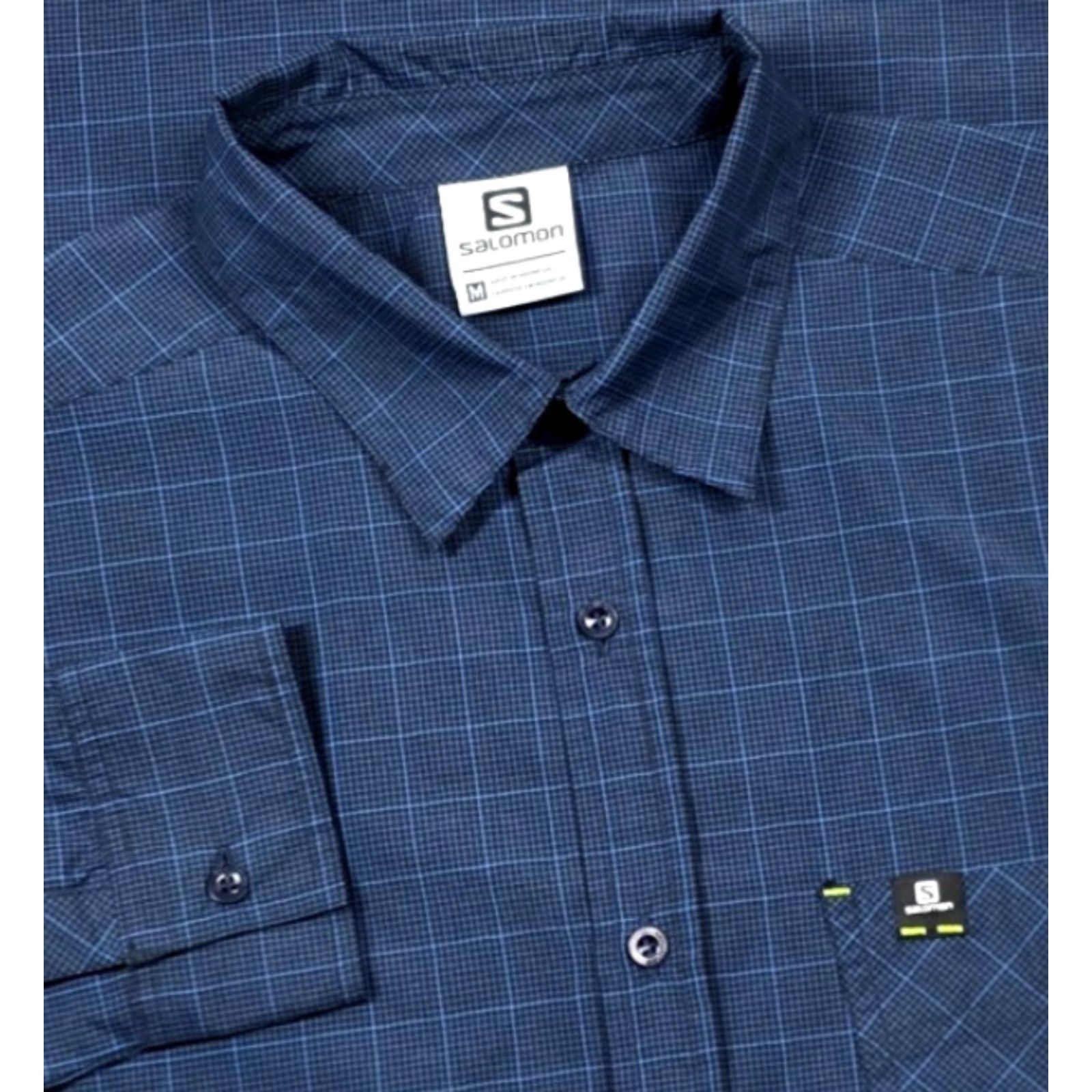 Salomon Salomon Shirt M Button-Up Long Sleeve Blue Check Outdoor Performance Shirt Size US M / EU 48-50 / 2 - 2 Thumbnail