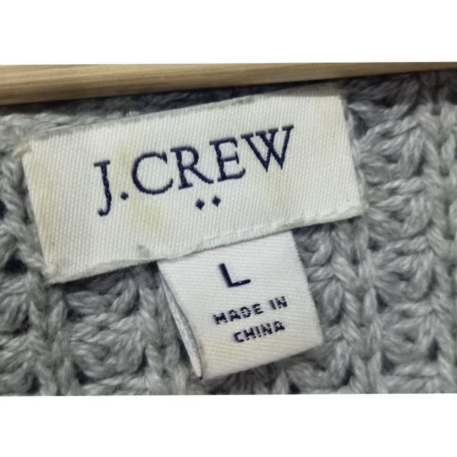 J.Crew J.Crew Cotton Knit V-Neck Sweater Light Gray | Size L | Women | Pullover Shirt? Size L / US 10 / IT 46 - 3 Thumbnail