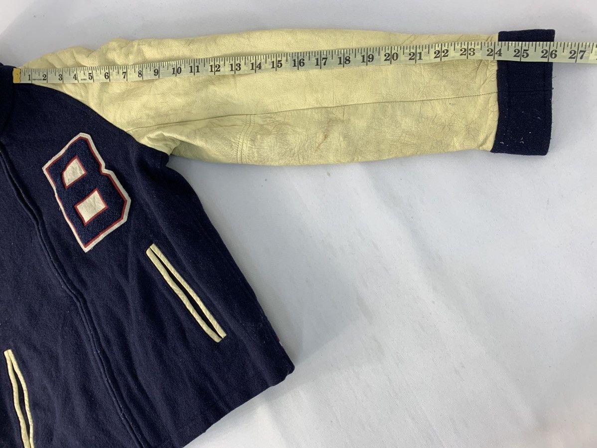 Japanese Brand × Vintage Comme Ca Boys Leather Sleeve Varsity Bomber Jacket Padded Size US S / EU 44-46 / 1 - 10 Thumbnail