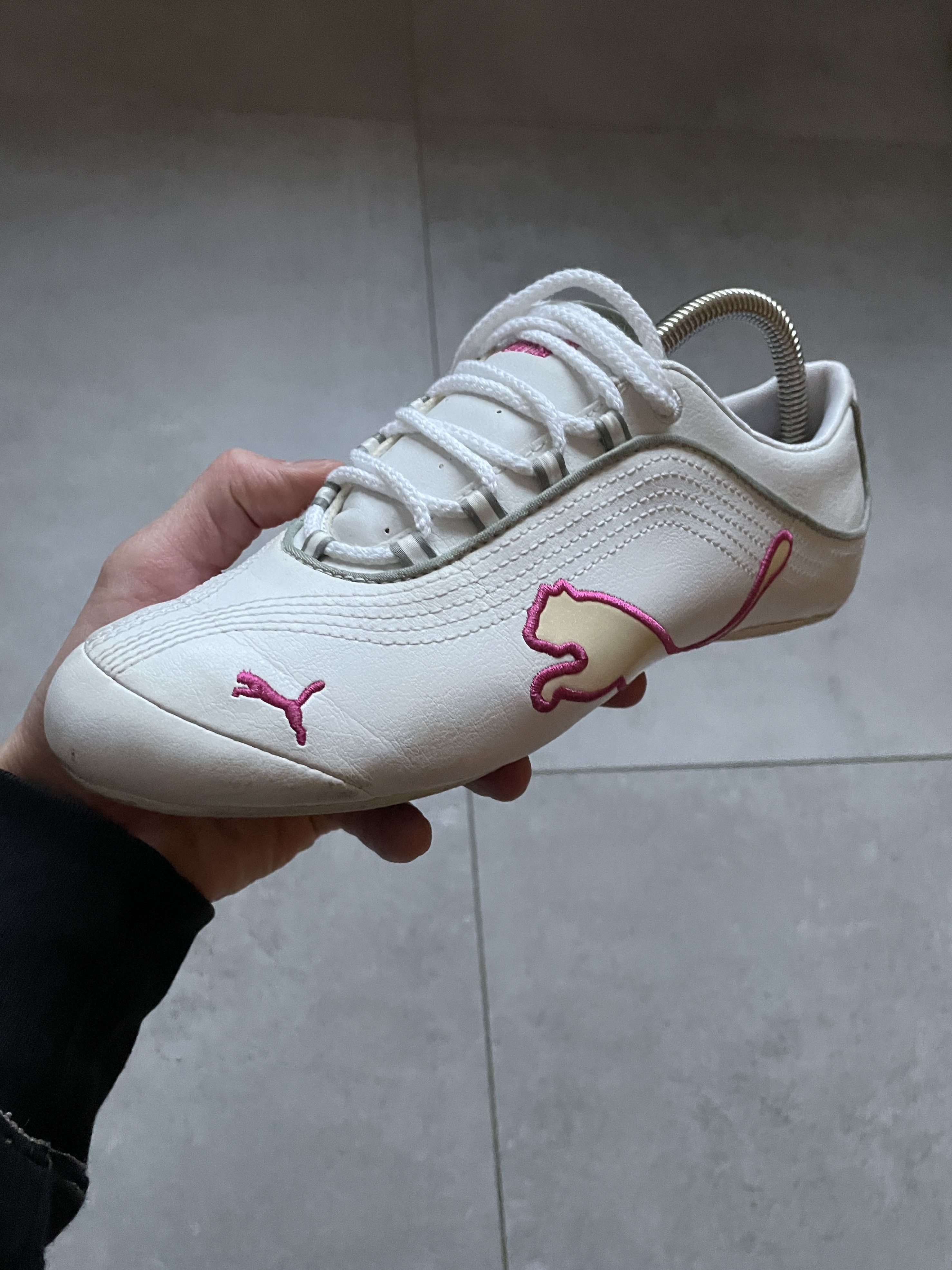Puma VINTAGE Y2K PUMA WHITE PINK LEATHER ASANA MOSTRO SNEAKERS Size US 7.5 / IT 37.5 - 6 Thumbnail