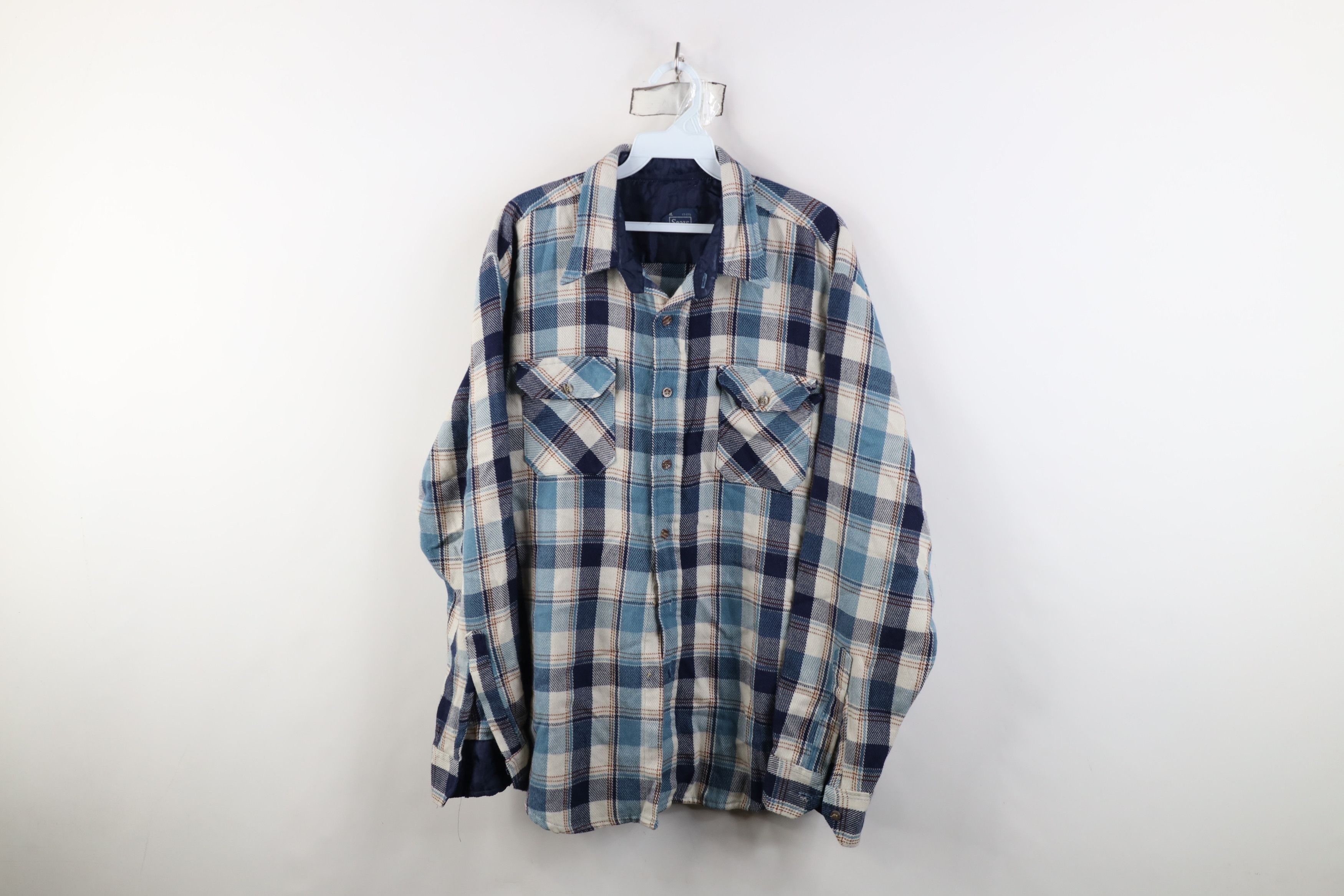 Vintage Vintage 70s Streetwear Flannel Knit Collared Button Shirt Size US XL / EU 56 / 4 - 1 Thumbnail