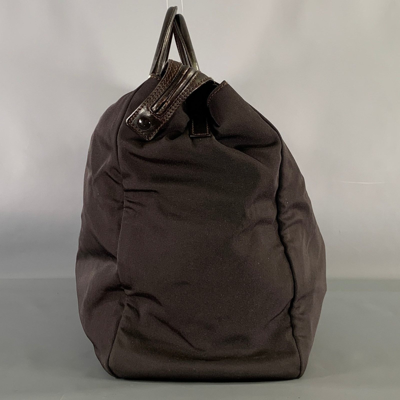 Gucci GUCCI Brown Leather Trim Nylon Weekender Bag Size ONE SIZE - 2 Thumbnail