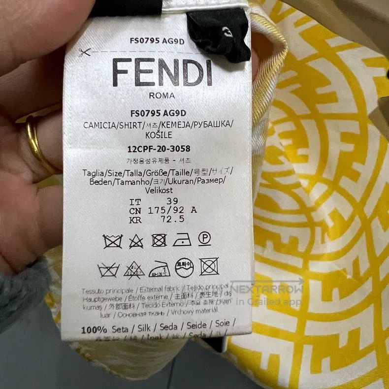 Fendi Fendi size 39 Yellow full print FF silk shirt Size US XS / EU 42 / 0 - 3 Thumbnail