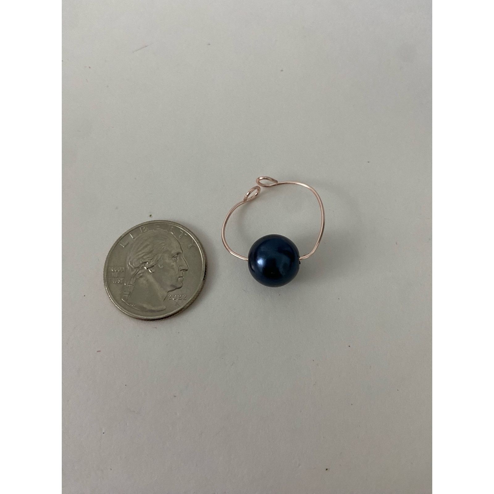Handmade black bead wire ring size 7.5 Size ONE SIZE - 3 Thumbnail