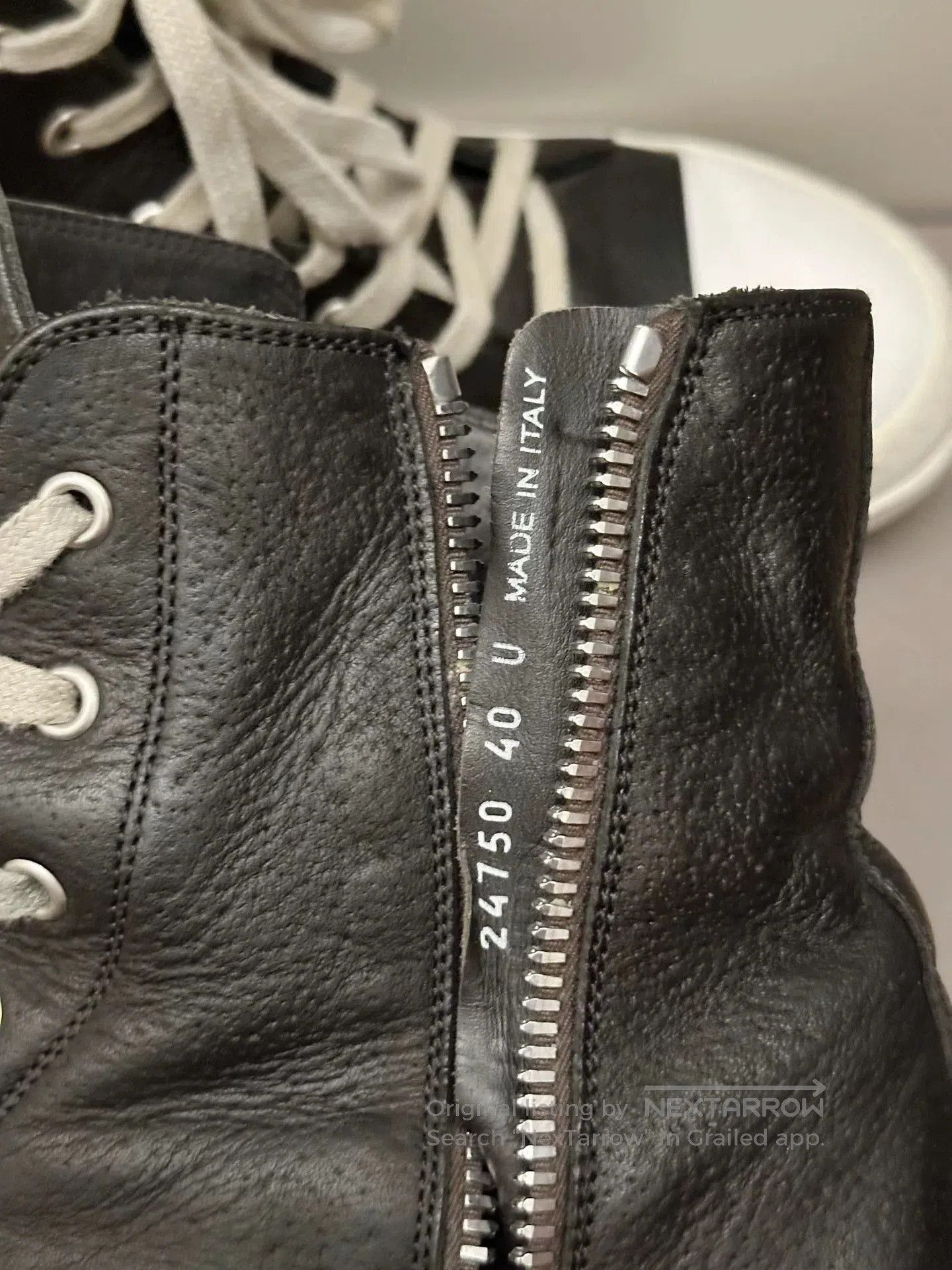 Rick Owens Ricki Owens RO High-Top Leather Zipper Sneakers. Size US 7 / EU 40 - 7 Thumbnail