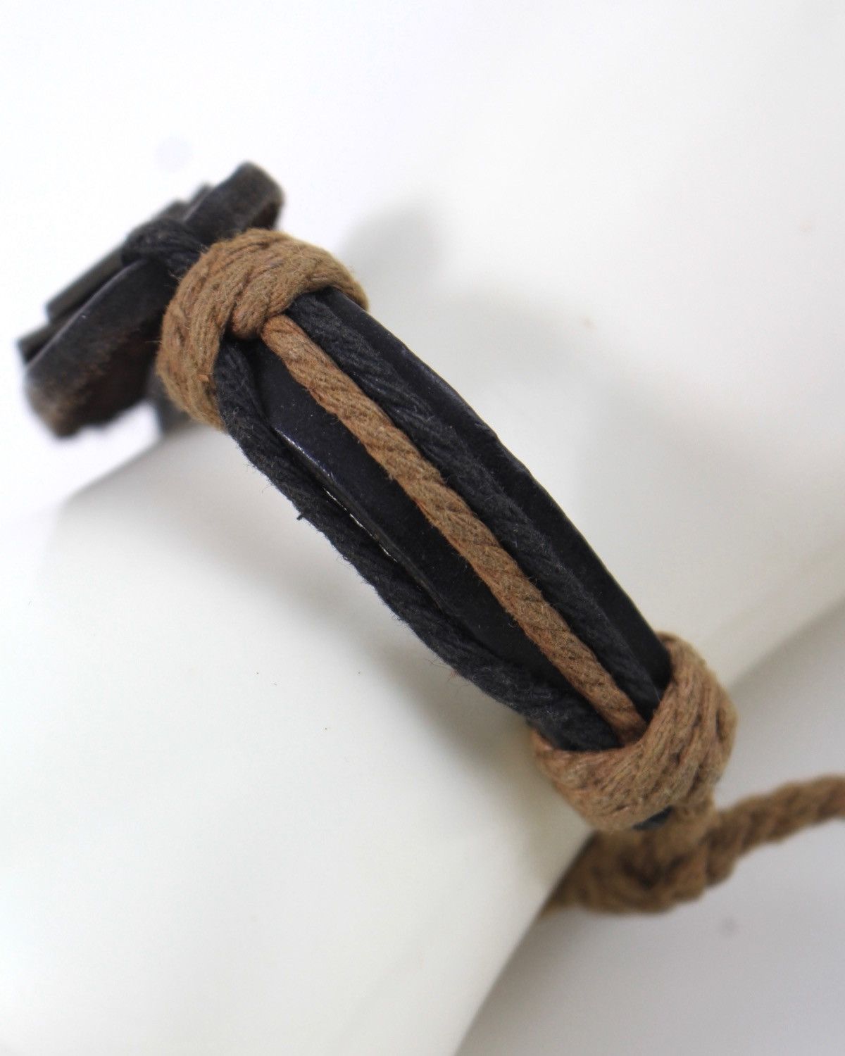 If Six Was Nine 2000S IRON CROSS BLACK LEATHER ROPE WRISTBAND BRACELET ...