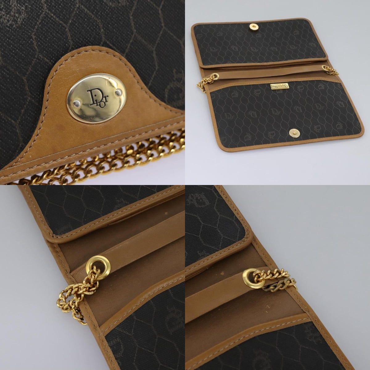 Dior DIOR Honeycomb Canvas Chain Shoulder Bag Pvc Black Gold Size ONE SIZE - 11 Thumbnail