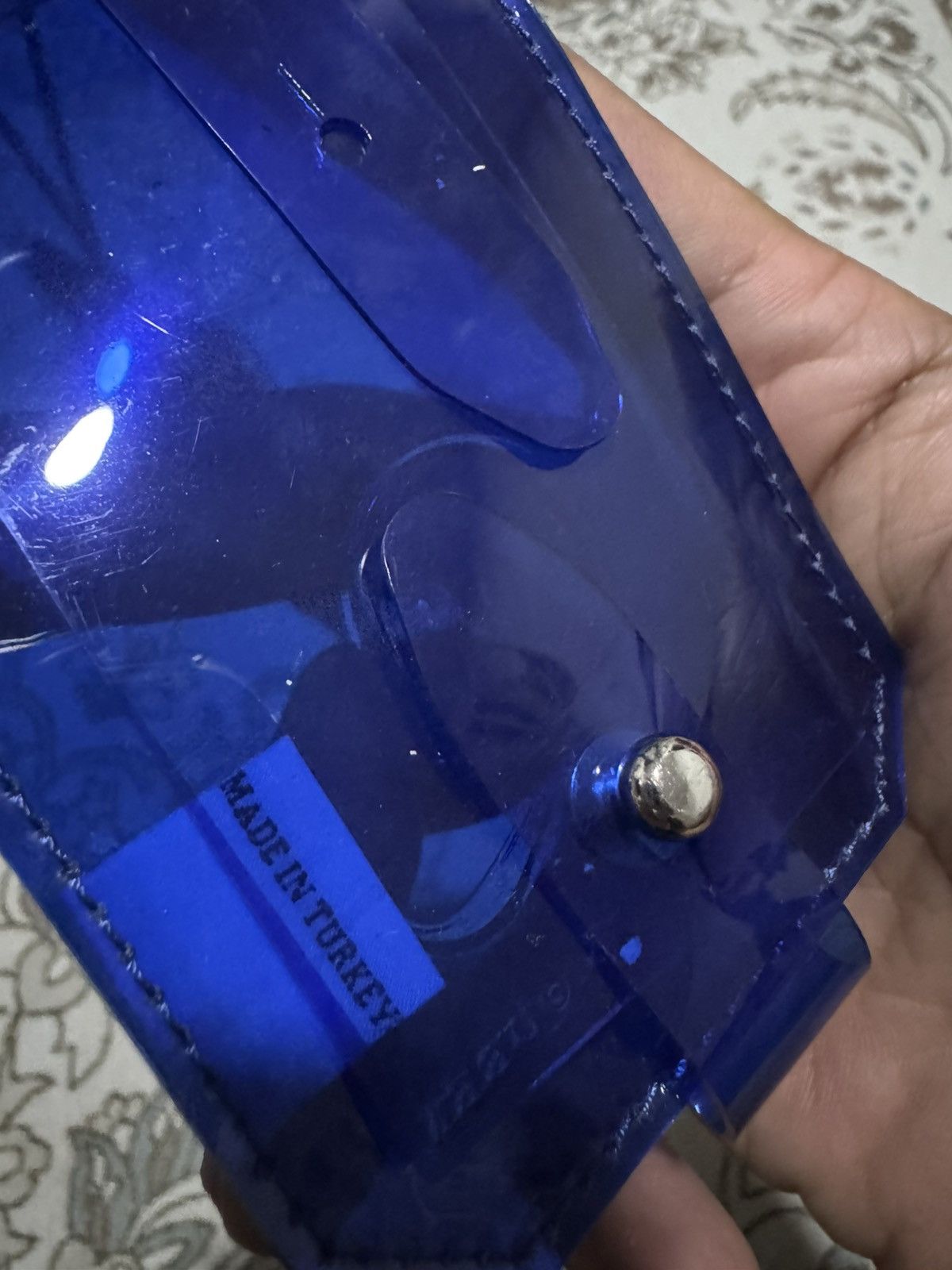 Alexander McQueen NOS! McQueen Enamel Pass Bag Clear Blue Tag Size ONE SIZE - 3 Thumbnail