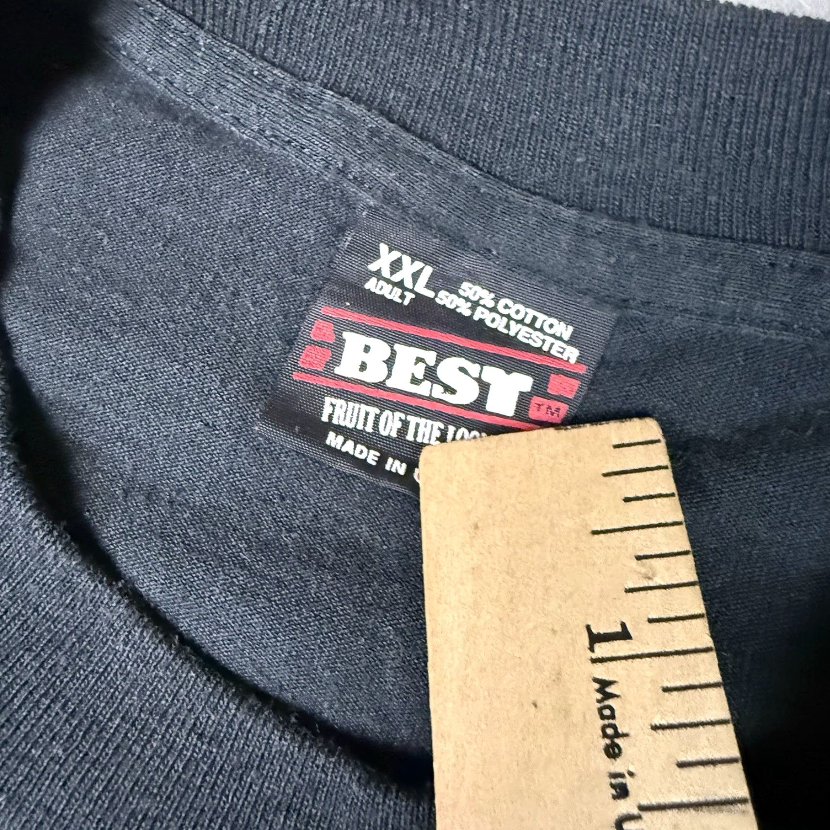 Fruit Of The Loom VINTAGE Fruit of the Loom T Shirt Adult 2XL Black Amish Country 90s Quilted Graphic Print Crew Neck Mens Size US XXL / EU 58 / 5 - 7 Thumbnail