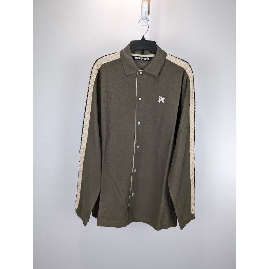 Palm Angels o1rshd1 Q:2 / PA Monogram Piquet Track Shirt in Brown Size US L / EU 52-54 / 3 - 2 Thumbnail