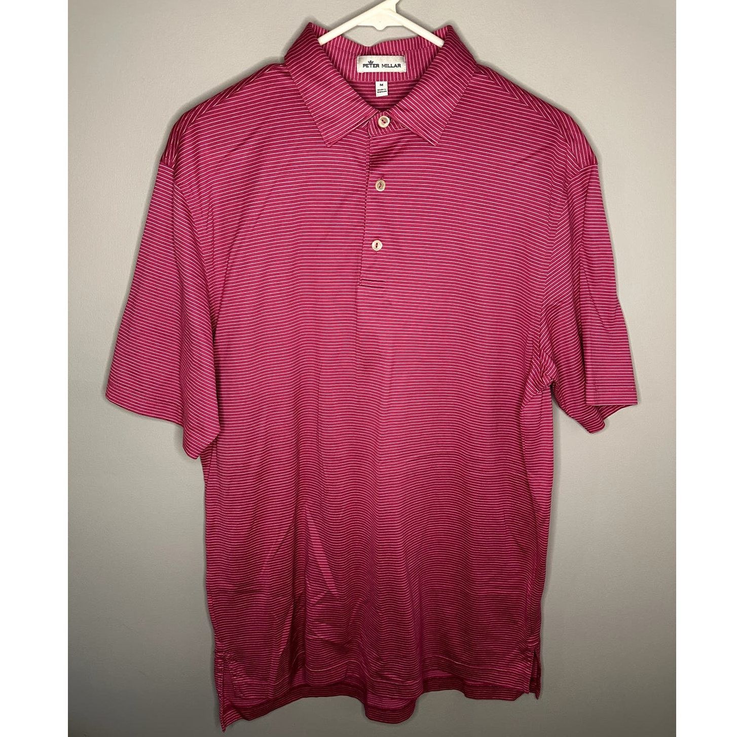 Peter Millar Peter Millar Striped Chest Pocket Polo Shirt Pink Medium Size US M / EU 48-50 / 2 - 1 Thumbnail
