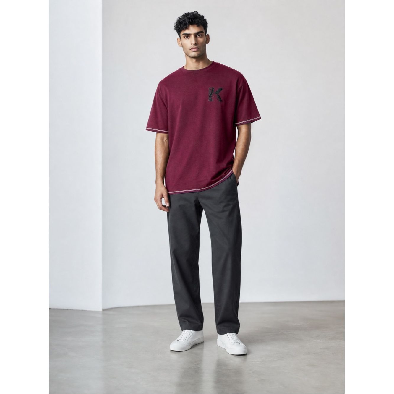 Karl Lagerfeld NWT New KARL LAGERFELD PARIS Shiny K Logo T-Shirt In Wine S Size US L / EU 52-54 / 3 - 1 Thumbnail