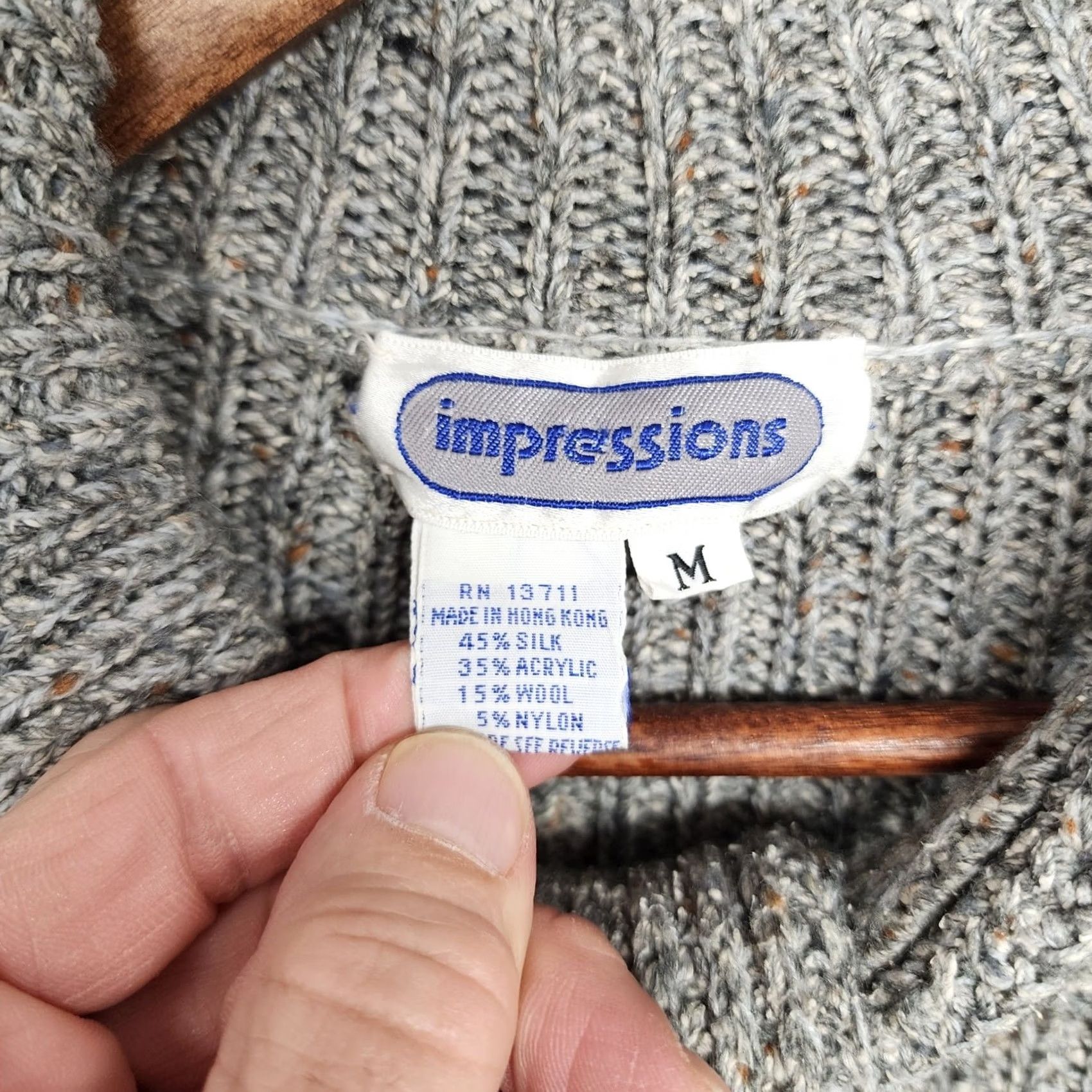 Vintage VINTAGE Impressions Sweater Cardigan Womens M Grey Silk Wool Long Duster Hong Kong Size M / US 6-8 / IT 42-44 - 3 Thumbnail