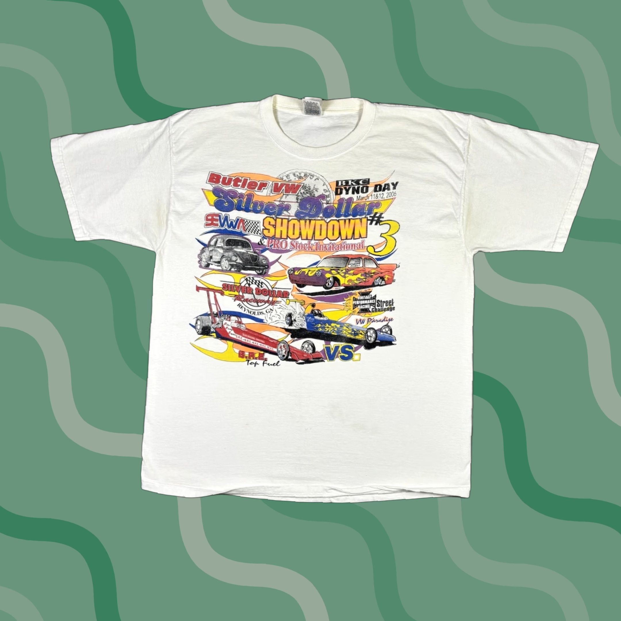 Fruit Of The Loom VINTAGE Hot Rod Car Promo T Shirt White Double Sided Adult XL 2000s Size US XL / EU 56 / 4 - 1 Thumbnail