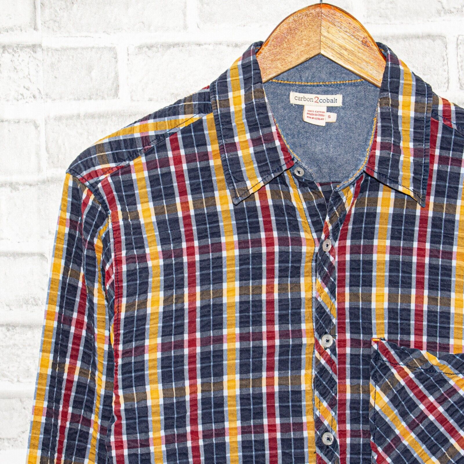 Carbon2Cobalt Carbon 2 cobalt Button up Shirt Crinkled Cotton Blue yellow Size US S / EU 44-46 / 1 - 5 Thumbnail