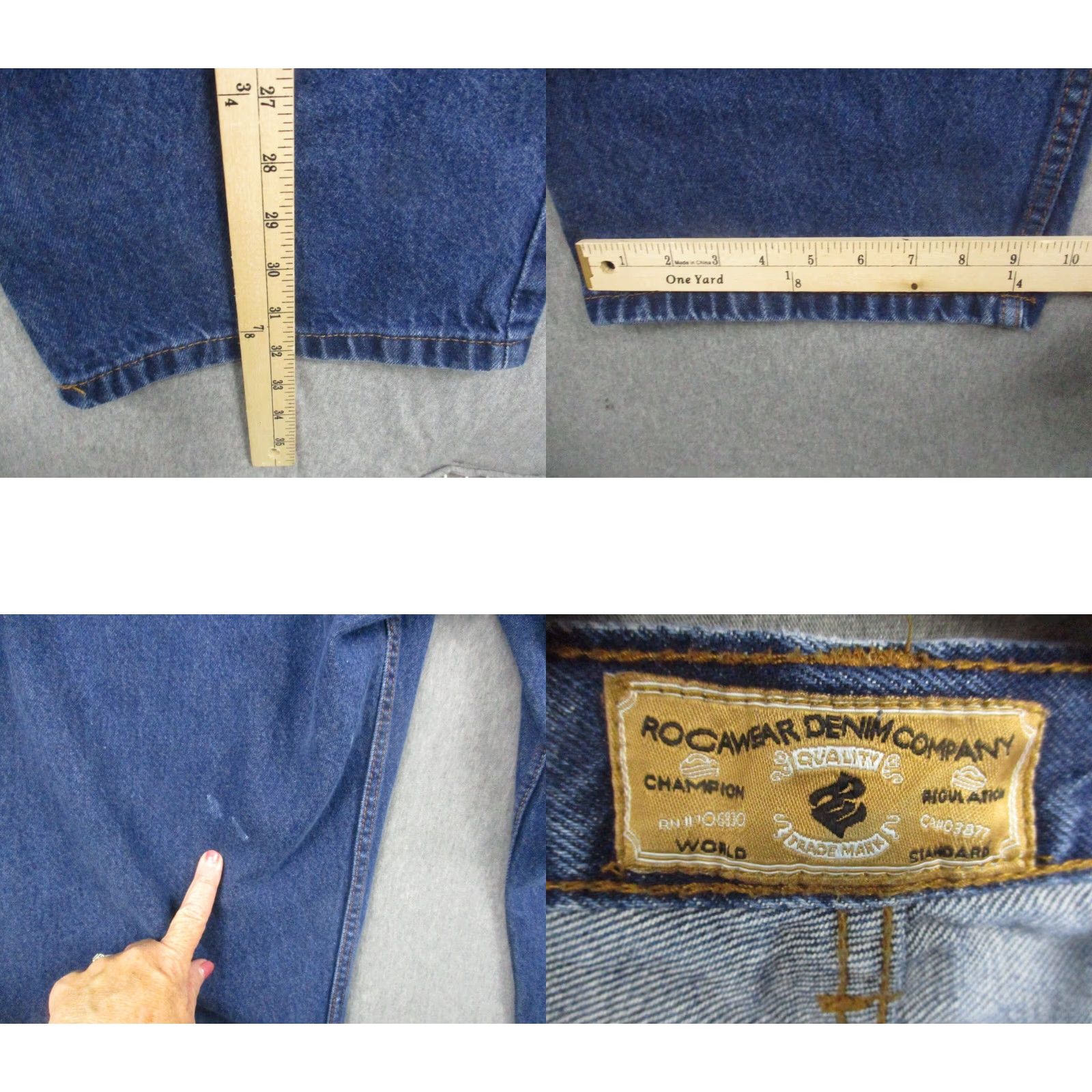 Rocawear VINTAGE Rocawear Jeans Men 38x32 Baggy Loose Fit Blue Wash Denim Wide Leg Distressed Logo 5-Pocket Mens Jeans Size US 38 / EU 54 - 8 Thumbnail