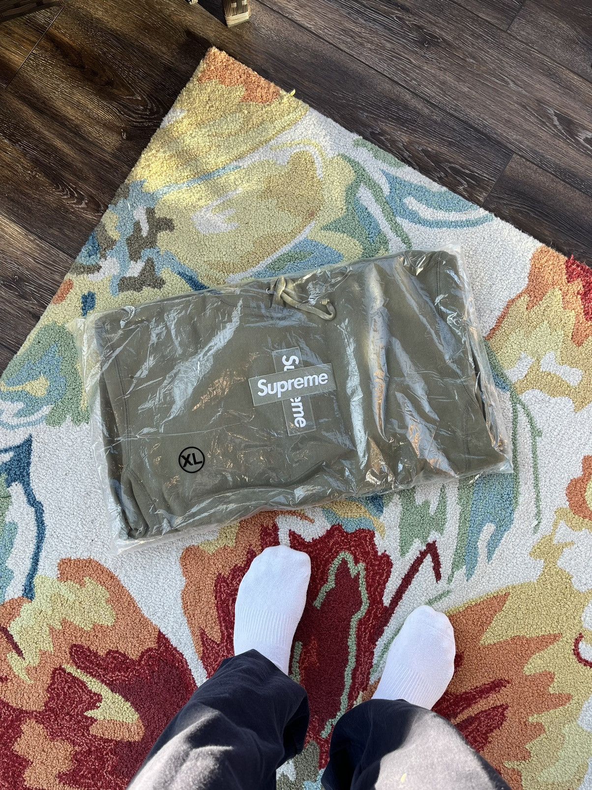 Supreme Cross Box Logo Hooded Sweatshirt Light Olive