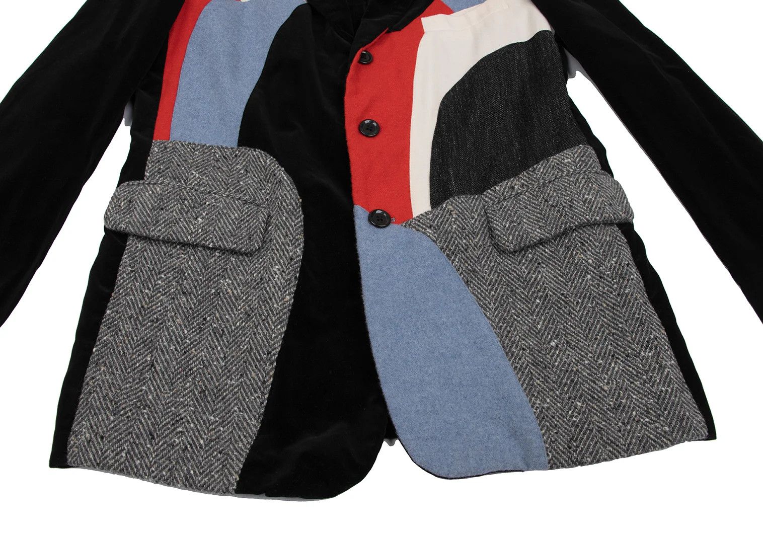 Jean Paul Gaultier Geometric Patchwork Velour Jacket in Multi Color Size US S / EU 44-46 / 1 - 7 Thumbnail