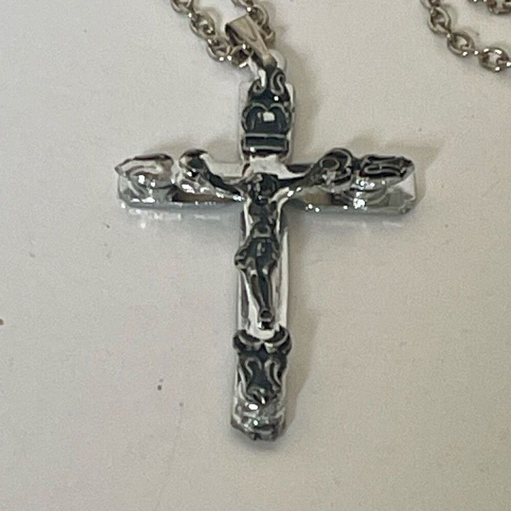 Other Vintage Crucifix Cross Silver Pendant Women Men’s 18” Chain Size ONE SIZE - 2 Thumbnail
