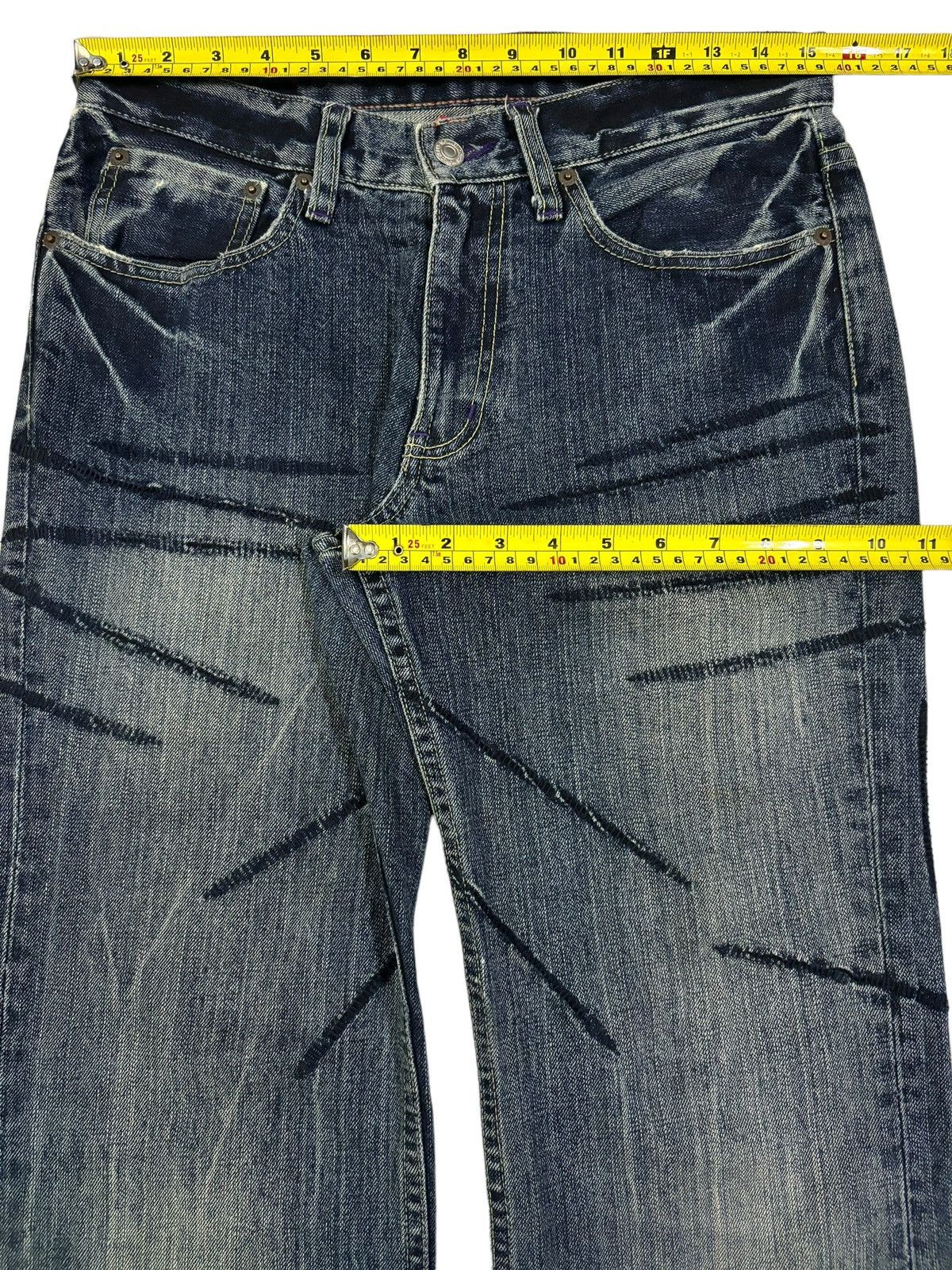 Number (N)ine Vintage Takeo Kikuchi Stitched Clawmark Loose Straight Jeans Size US 31 - 14 Thumbnail