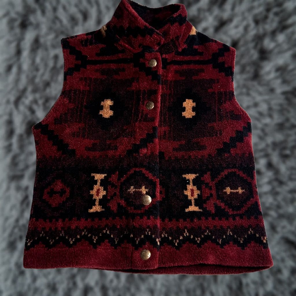 CO County Clothing Co Cheyenne Fleece Vest Red Black Large Size L / US 10 / IT 46 - 1 Thumbnail