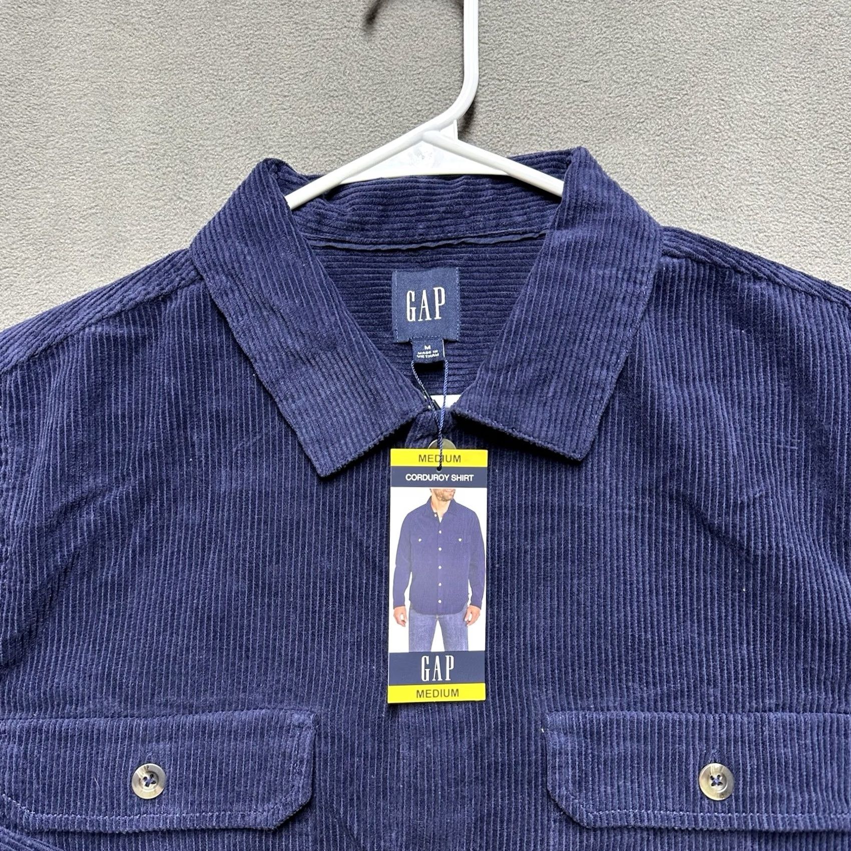 Gap GAP Shirt Mens Medium Eclipse Blue Corduroy Button Up Long Sleeve Size US M / EU 48-50 / 2 - 3 Thumbnail
