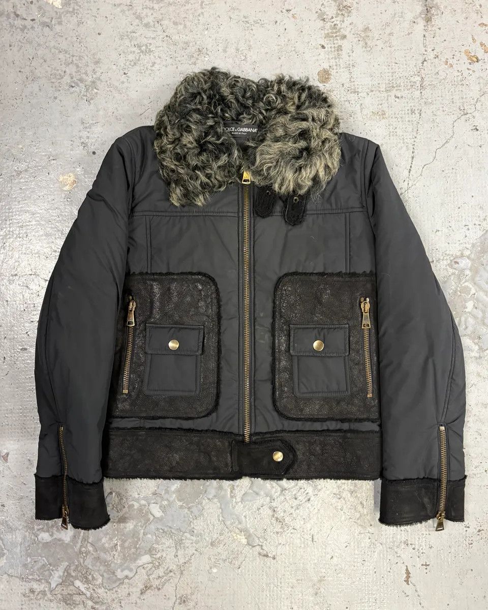 Dolce & Gabbana FW2009 Dolce & Gabbana Hybrid Nylon Shearling Grey Jacket Size S / US 4 / IT 40 - 1 Thumbnail