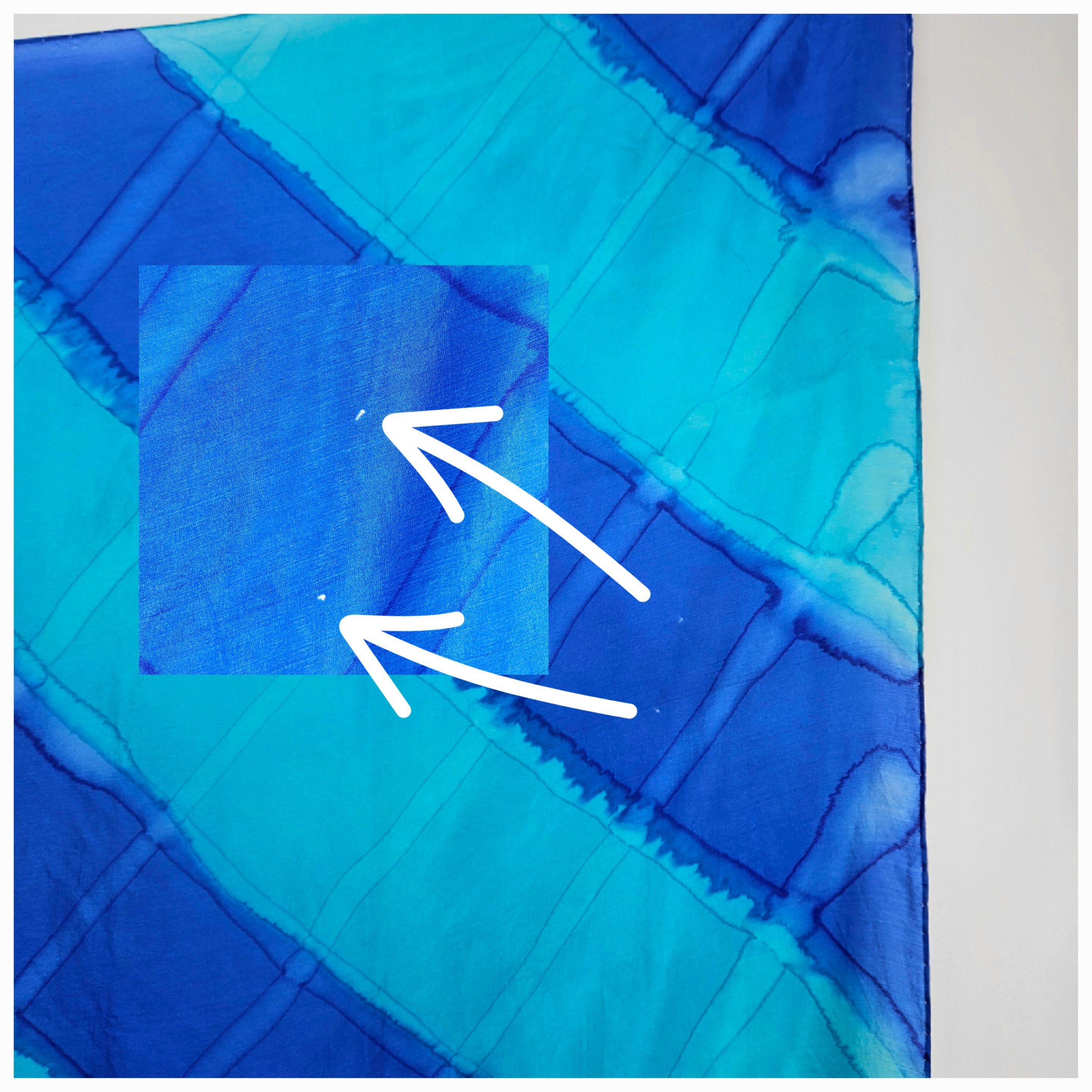 Handmade Silk 33x35" Scarf Signed FT Turquoise Cobalt Blue Hand Dyed Size ONE SIZE - 10 Thumbnail