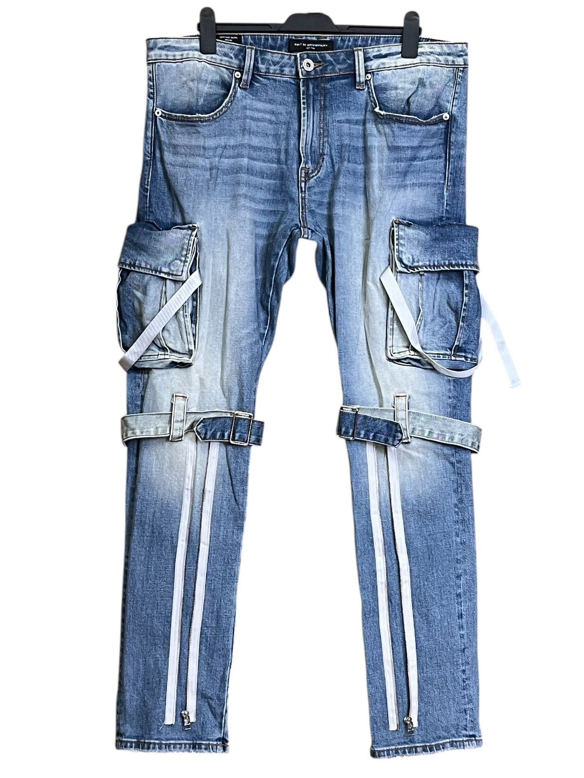JAPANESE CULT OF INDIVIDUALITY ROCKER CARGO BONDAGE JEANS