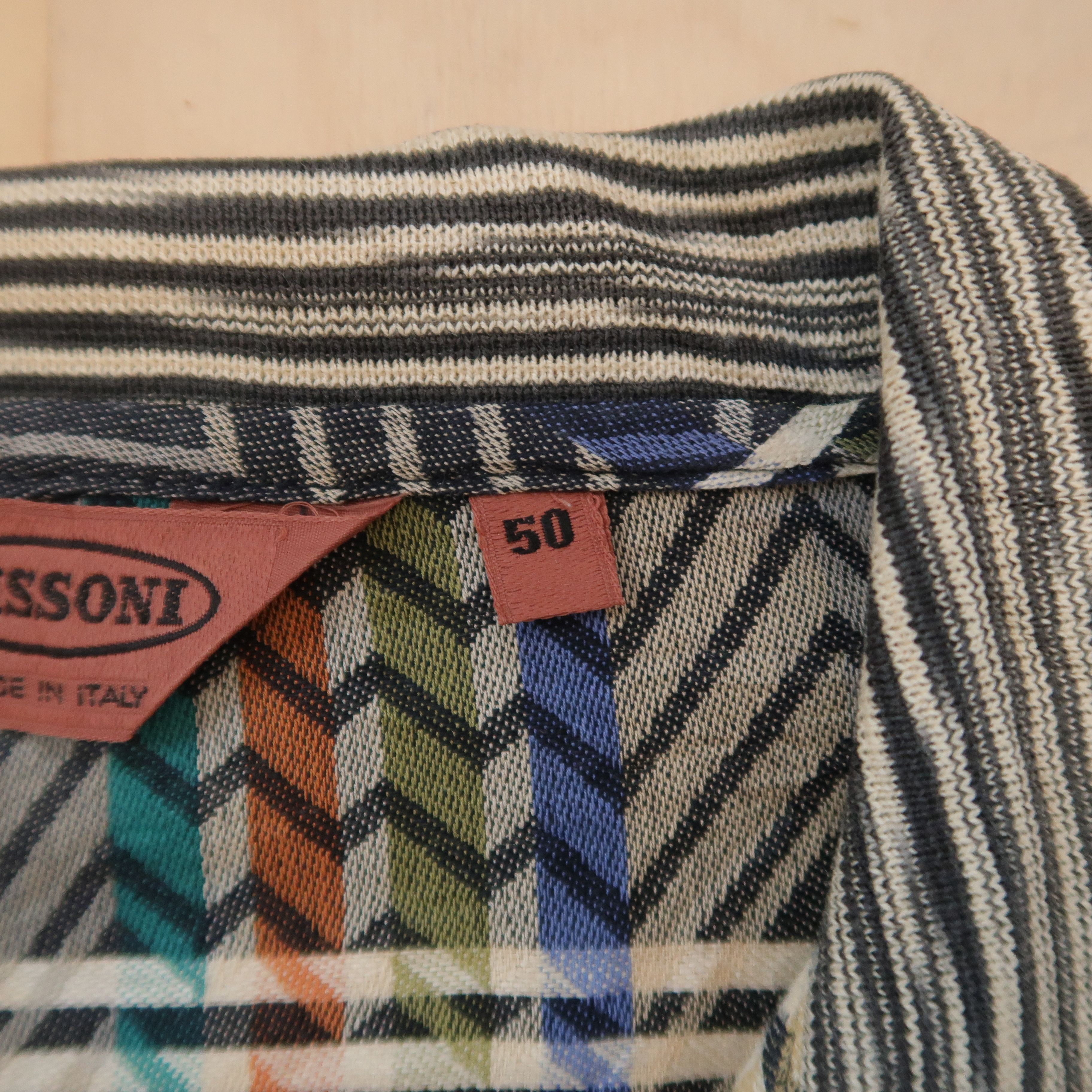 Missoni Vintage 80s Missoni Psychedelic Zig Zag Stitch Pattern Shirt Size US L / EU 52-54 / 3 - 5 Thumbnail