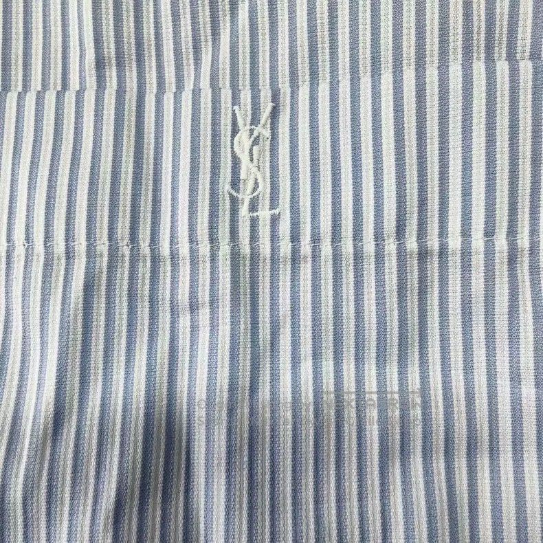 Saint Laurent Paris Saint Laurent Paris Navy and white striped embroidered log Size XXS / US 00 / IT 34 - 3 Thumbnail