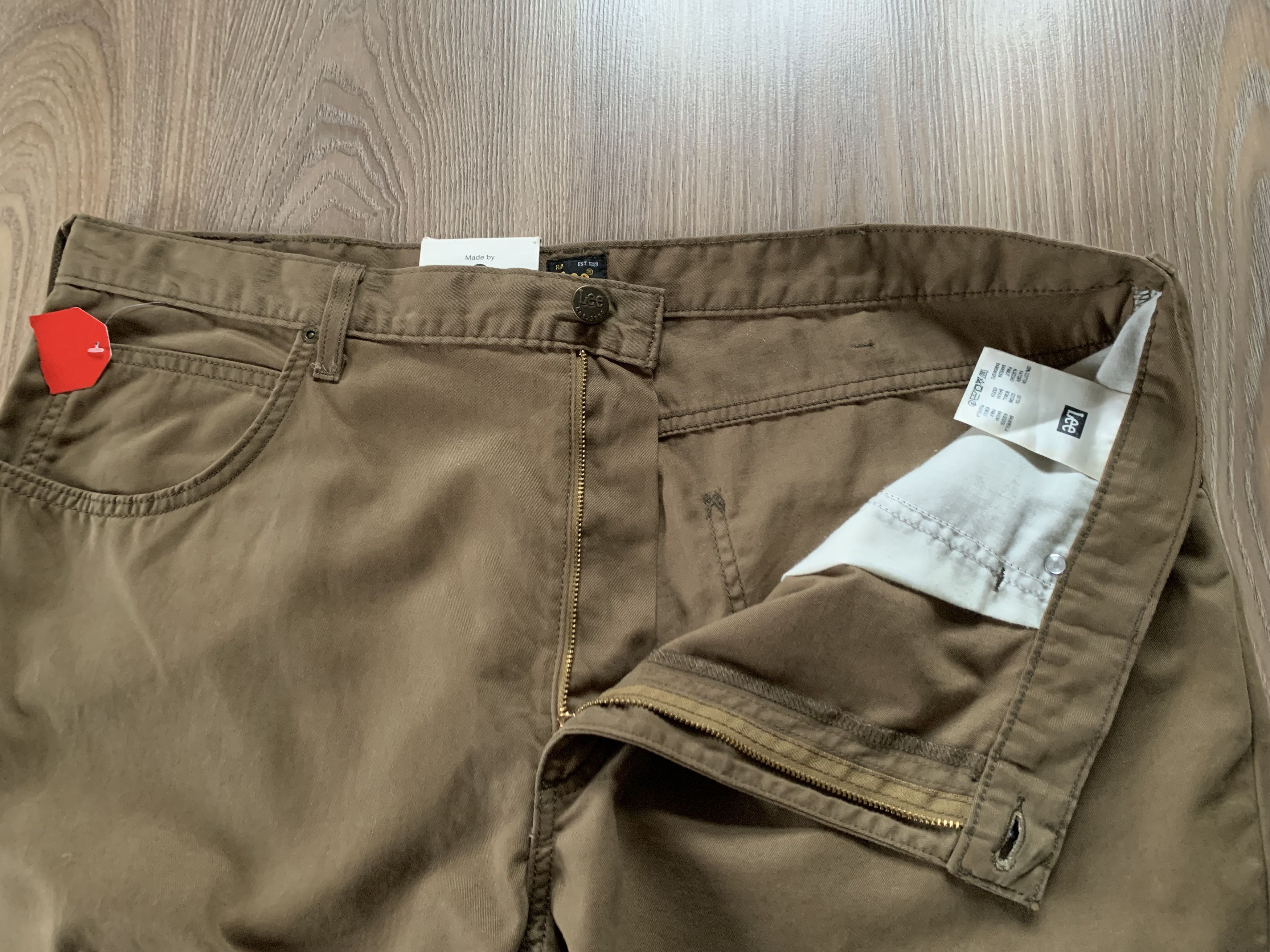 Denime × Lee Lee Brooklyn Straight Stretch Khaki Casual Pants Size US 42 / EU 58 - 5 Thumbnail