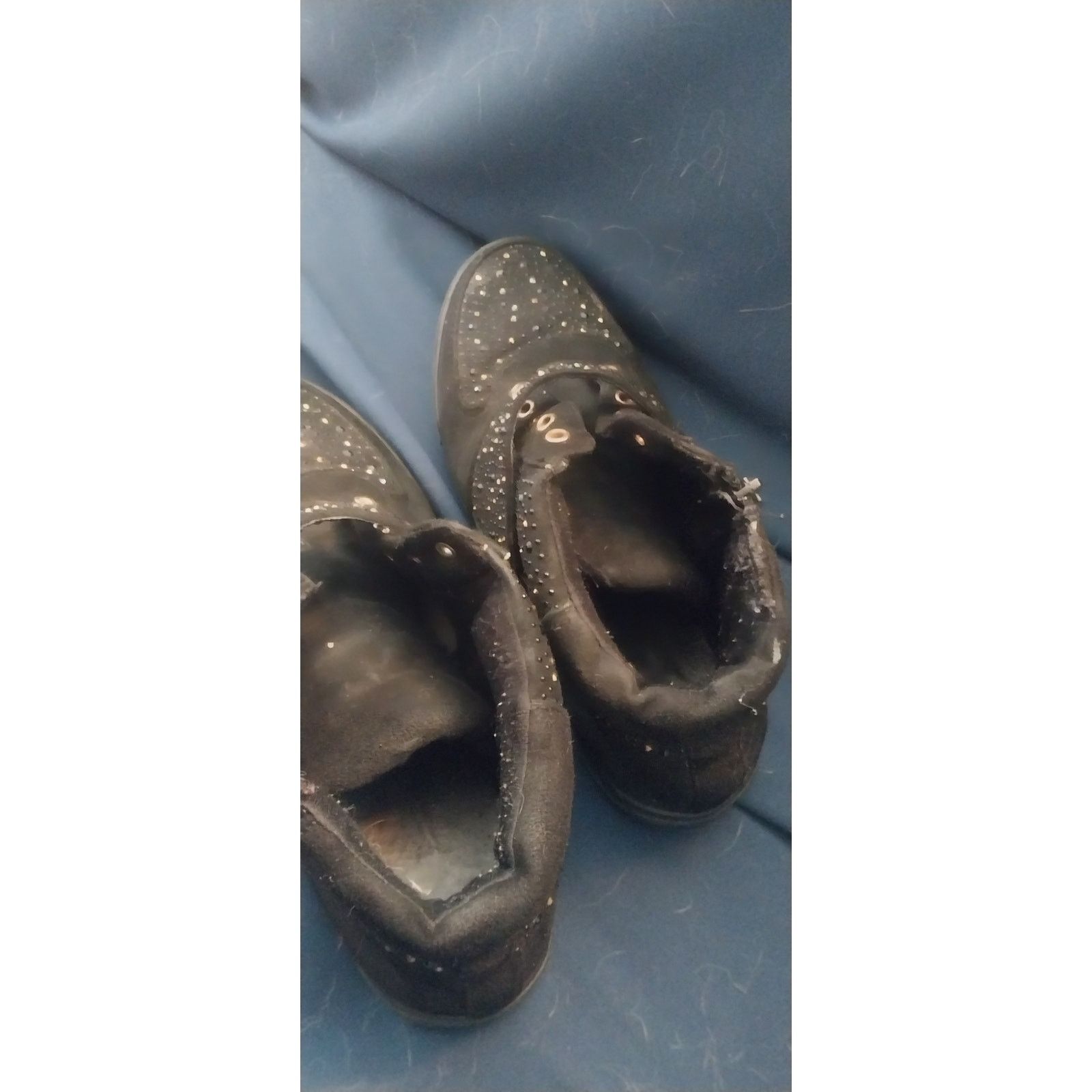 Nothin'Special Women's Size 9 Rhinestone High Top- Side Zip Hook Loop Strap Size US 9 / IT 39 - 2 Thumbnail