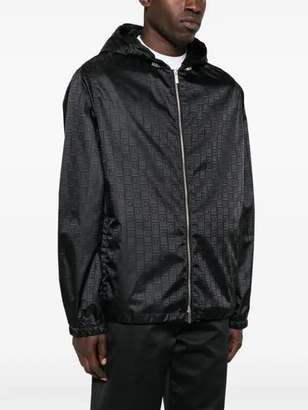 Salvatore Ferragamo o1s1rm0226 Monogram Windbreaker Jacket in Black Size US M / EU 48-50 / 2 - 3 Thumbnail