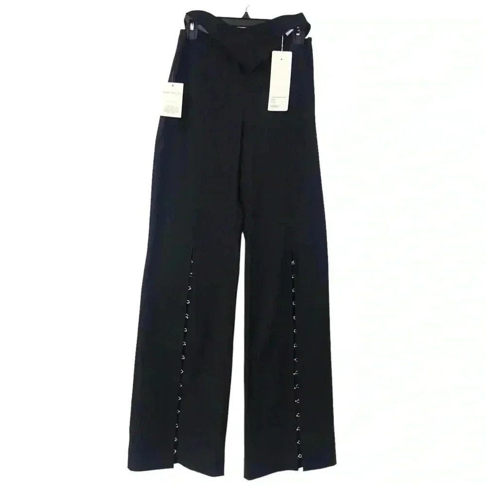 Anna October Anna October Wool Palazzo Pants 6 Black High Waist Crossover Size 28" / US 6 / IT 42 - 2 Thumbnail