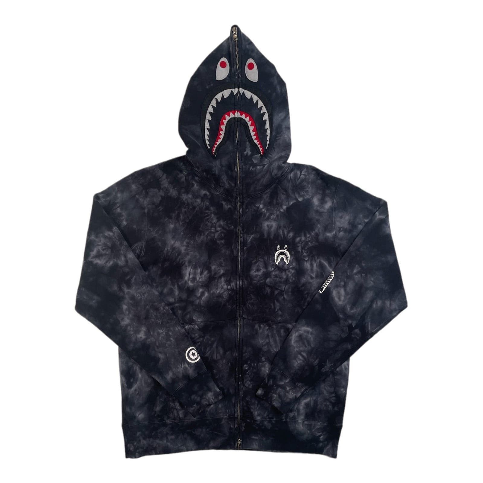 Image of Bape Shark Full Zip Wide Fit Hooded Sweatshirt Tie Dye Shark, Men's (Size XL)