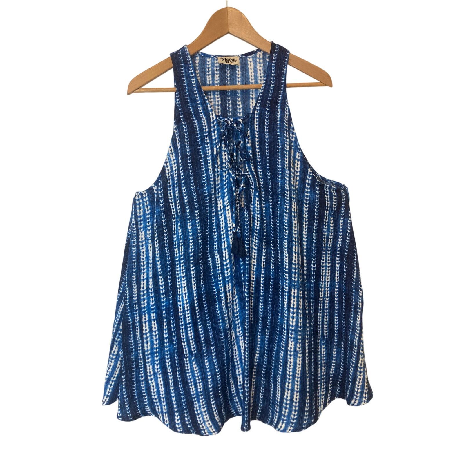 Show Me Your MuMu Show Me Your Mumu Rancho Mirage Lace Up Tassels Blue Dress Size M / US 6-8 / IT 42-44 - 1 Thumbnail
